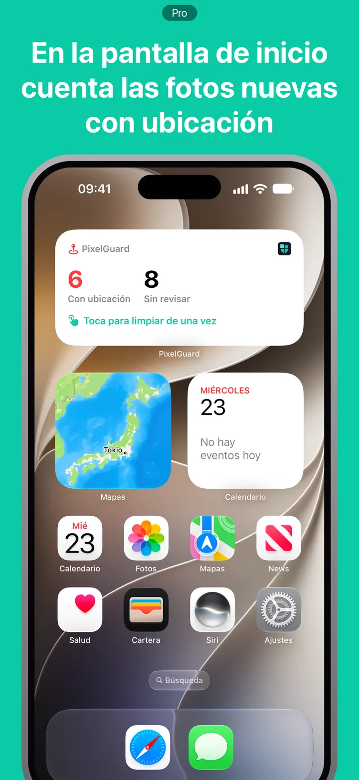 En la pantalla de inicio cuenta las fotos nuevas con ubicación